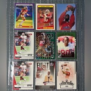🏈 Jerry Rice NFL National Football League Sports Trading Cards, Qty 9, Lot #1